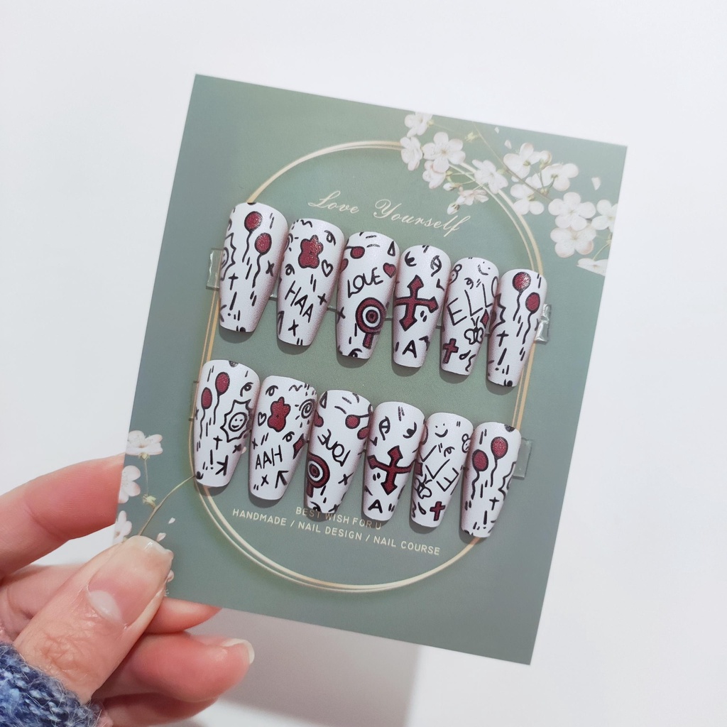 Bộ 24 Móng Tay Giả Trang Trí Nghệ Thuật