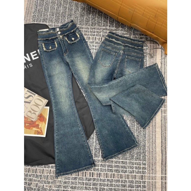 Quần jean nữ ống loe lưng cao 3 khuy M71