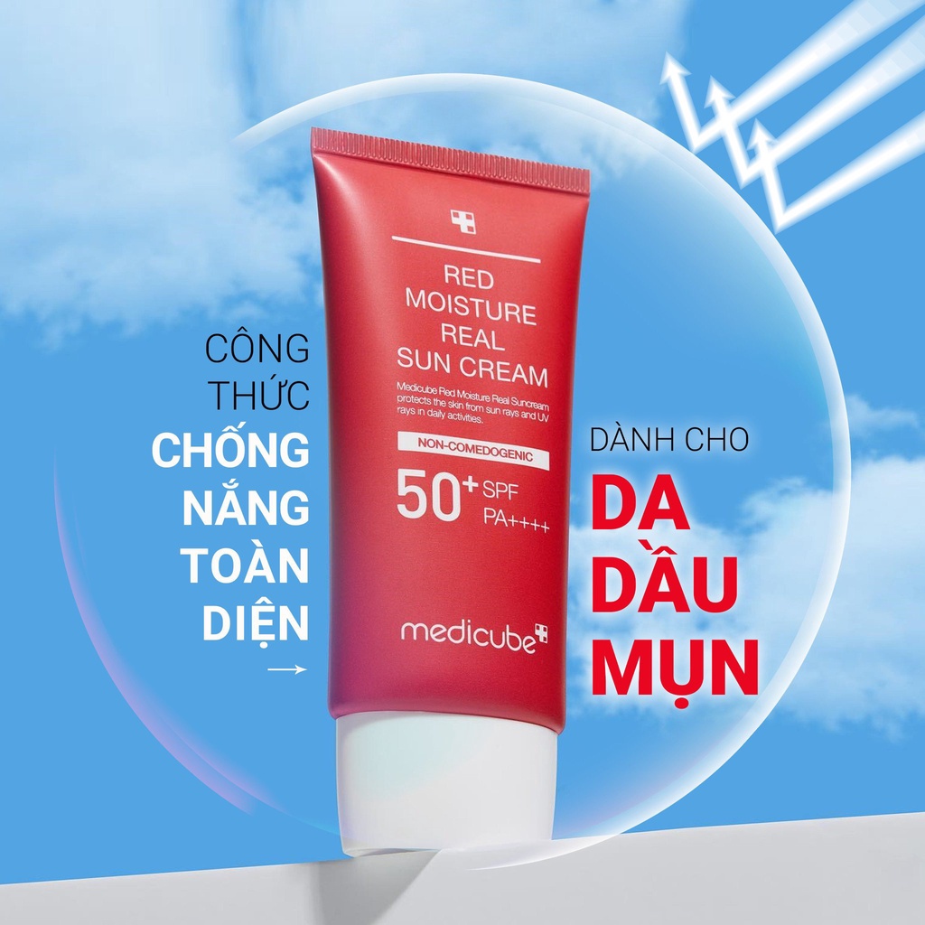 Kem chống nắng da mụn MEDICUBE RED MOISTURE REAL SUN CREAM 50ml/10ml