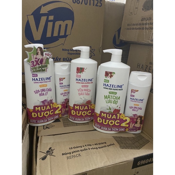 Sữa tắm dưỡng sáng da Hazeline 1kg tặng kèm sữa tắm 330gr hoặc khăn tắm