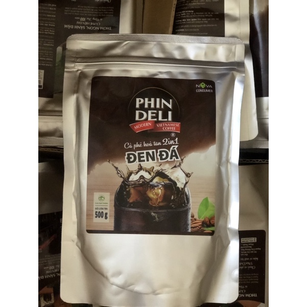 Cà Phê PHIN DELI Hoà Tan 2in1 Đen Đá túi 500gr