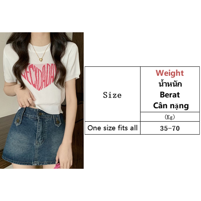 Áo Thun Dệt Kim In Chữ Thiết Kế Mới Ngọt Ngào Cho Nữ