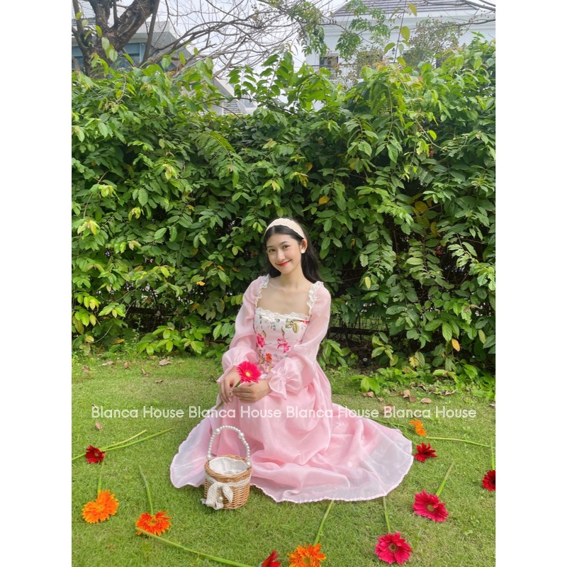 Đầm tơ hoa hồng tiểu thư Isabella dress