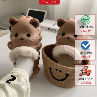 Dép gấu cute cho nữ nam 🐻freeship🐻 sục nữ lót lông hình dễ thương taiki