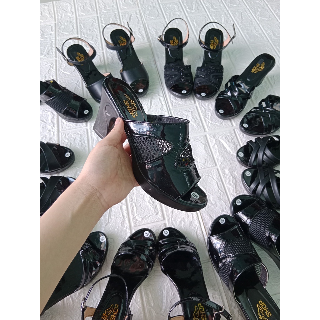 Dép Nữ cao gót ĐẸP mẫu da lưới gót vuông 7 phân chắc chắn, Thời Trang hè KH-07 Trẻ Trung