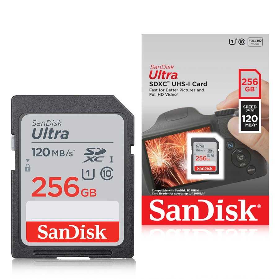 Thẻ nhớ Máy Ảnh SDXC SanDisk Ultra 256GB UHS-I U1 120MB/s (Xám)