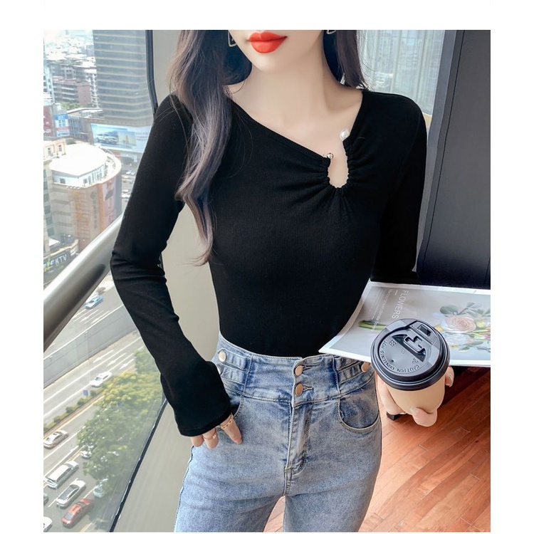 Áo Thun Tay Dài Dáng Ôm Thiết Kế Mới Năng Động Thời Trang