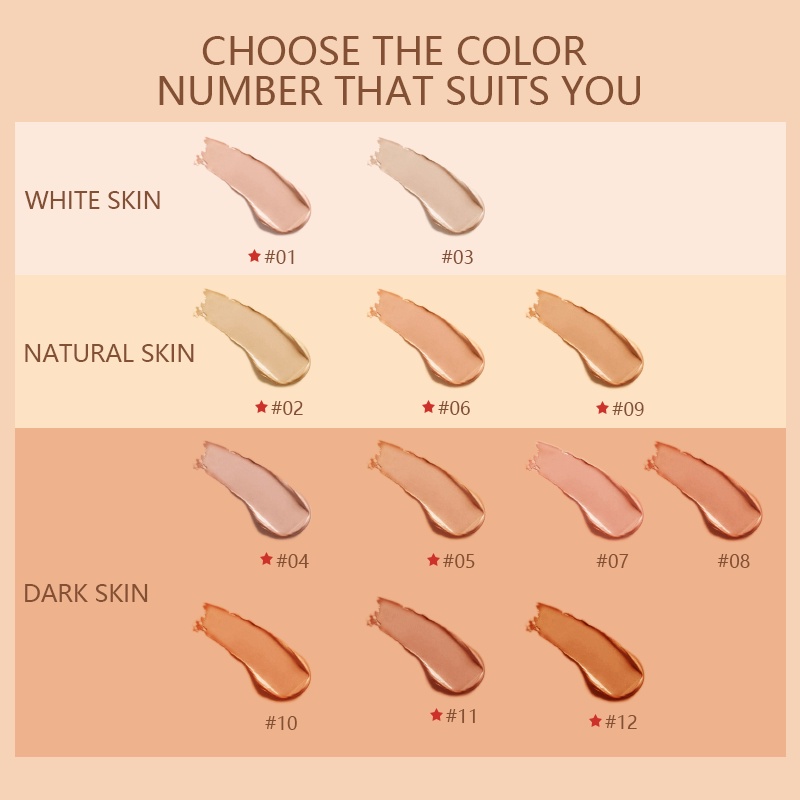 Kem che khuyết điểm dạng lỏng PUDAIER 12 màu tự nhiên tùy chọn cao cấp