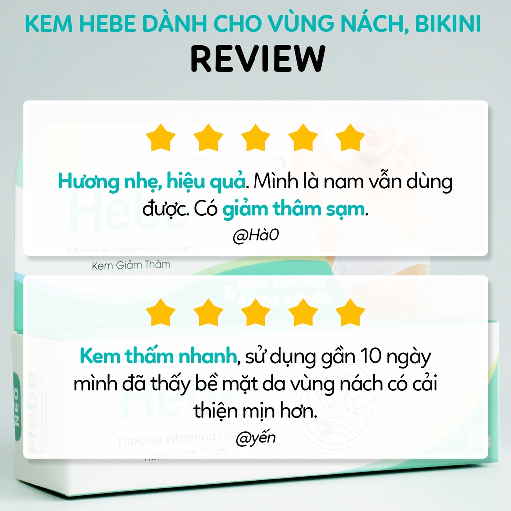 Kem Hebe - Dưỡng Trắng Giảm Thâm, Dành Cho Vùng Thâm Nách, Khuỷu Tay, Mông, Vùng Bikini