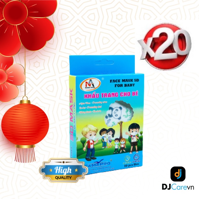 [5D BABY - COMBO 20 HỘP] Khẩu trang y tế trẻ em 3 lớp 5D BABY cho bé 2 - 4 tuổi (10 cái / Hộp)