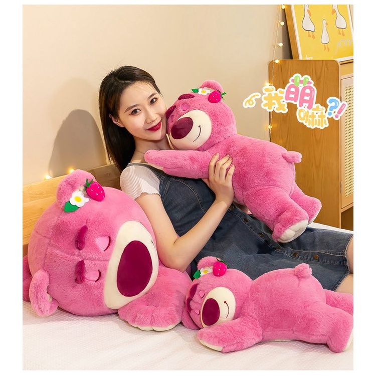 Gấu Bông Lotso Hồng Nằm đủ Size 55cm-70cm-90cm-1m1 hàng nhập khẩu QC