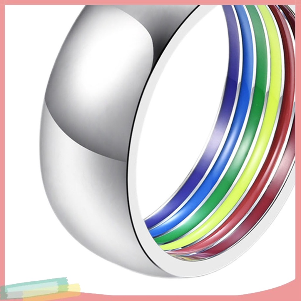 Nhẫn Trơn Màu Cầu Vồng Đính Đá Thời Trang Cho Nam Và Nữ