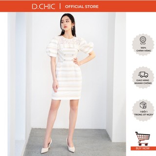 Váy vải text cỏ tròn ngực phối ren d.chic ms: 282456