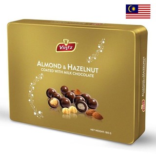 Socola sữa vintz nhân hạnh nhân & hạt dẻ hộp 160g