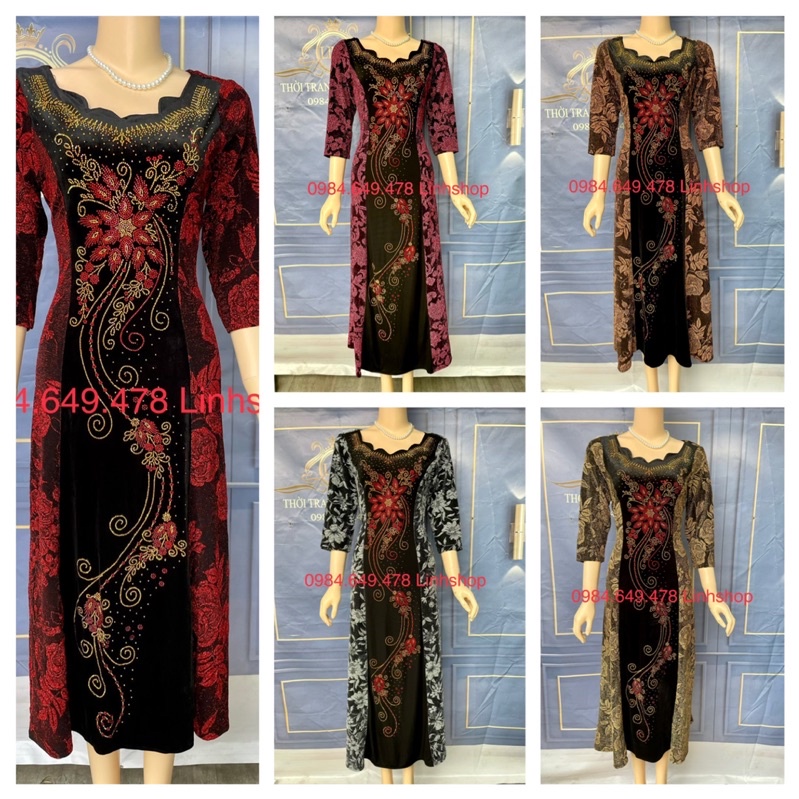 dạ hội hoa mai thun kim sa Ánh nhũ
