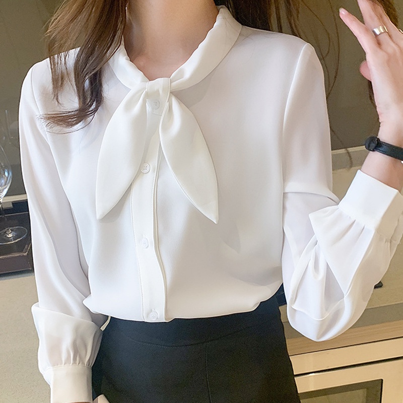 IELGYÁo Sơ Mi chiffon Tay Dài Cổ Tai Thỏ Thời Trang Cho Nữ