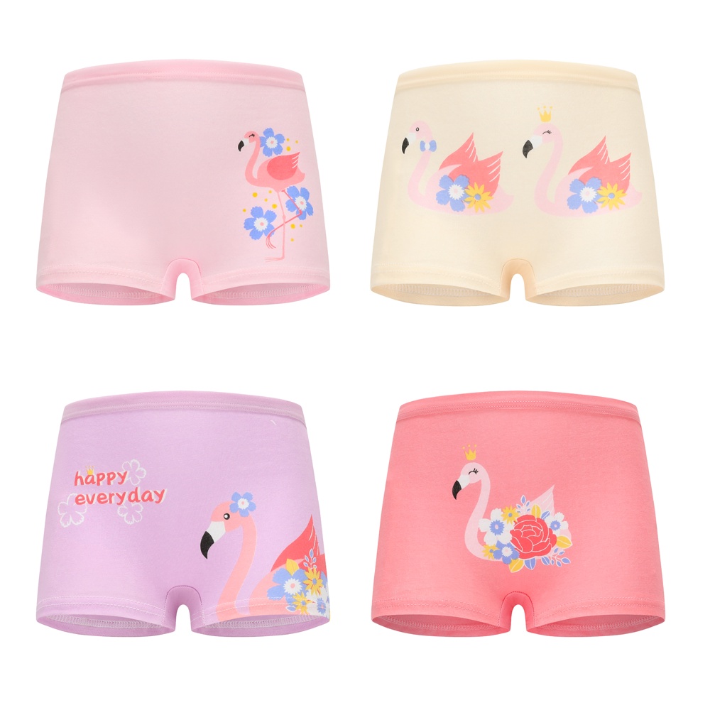 SMY Set 4 Quần Lót Cotton Mềm Mại In Họa Tiết Hoạt Hình Dễ Thương Cho Bé Gái 2-12 Tuổi