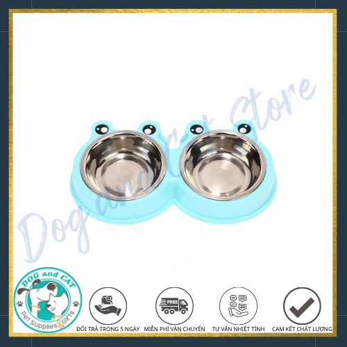 Khay đựng thức ăn cho chó, mèo - có khay inox tách rời - không gỉ, dễ chùi rửa
