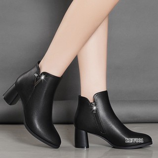  Bốt Nữ Cổ Ngắn Thời Trang cao gót 6cm mũi tròn da đẹp êm chân - Có thể đi quanh năm LEV001 
