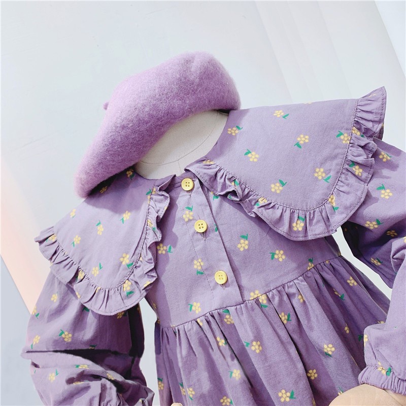 CATIMINI Đầm Công Chúa Tay Dài Nhún Bèo Dễ Thương Cho Bé Gái