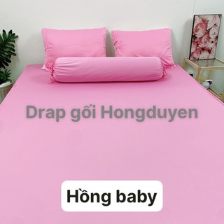 Bộ Drap/ga thun trơn hồng baby KO Mền/Chăn 1m6/1m8 (chân nệm dưới 15cm). drap gối codipa