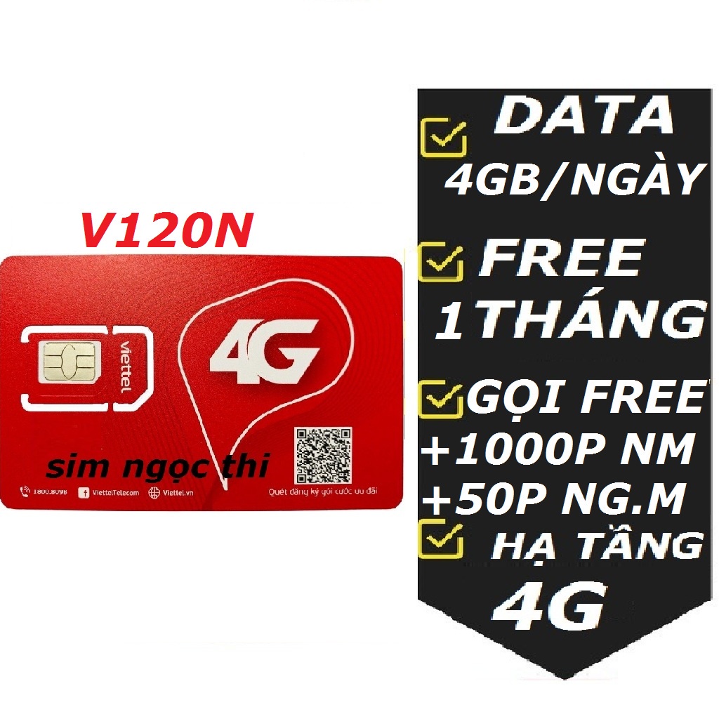 SIM VIETTEL SIM 4G V120N MẠNG KHỎE GỌI RẺ /ST70N/ 3ST60N FREE 3 THÁNG/ 6UMAX4G/ UMAX50N FREE 6 THÁNG