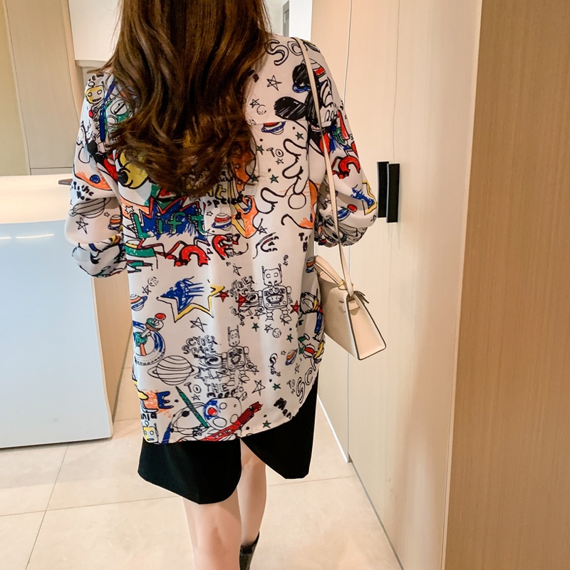 Áo Sơ Mi Tay Dài In Họa Tiết Hoạt Hình Thời Trang Mùa Hè Cho Nữ