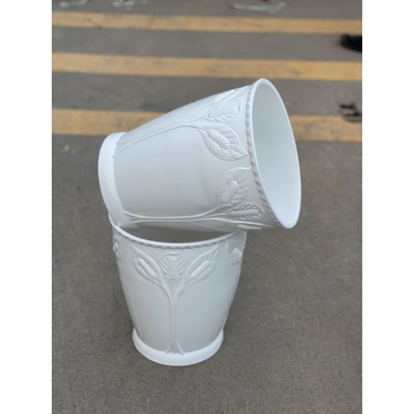 Chậu nhựa giả sứ dày xịn hoạ tiết Lan Ý nổi _chậu trồng hoa, cây cảnh, nội thất cực xinh