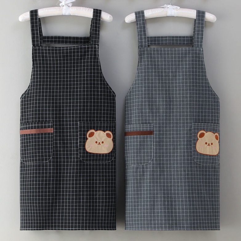 (HÀNG CAO CẤP) Tạp Dề Nấu Ăn Bằng Polyester Cotton ren túi Thoáng Khí Dễ Thương Cho Nữ