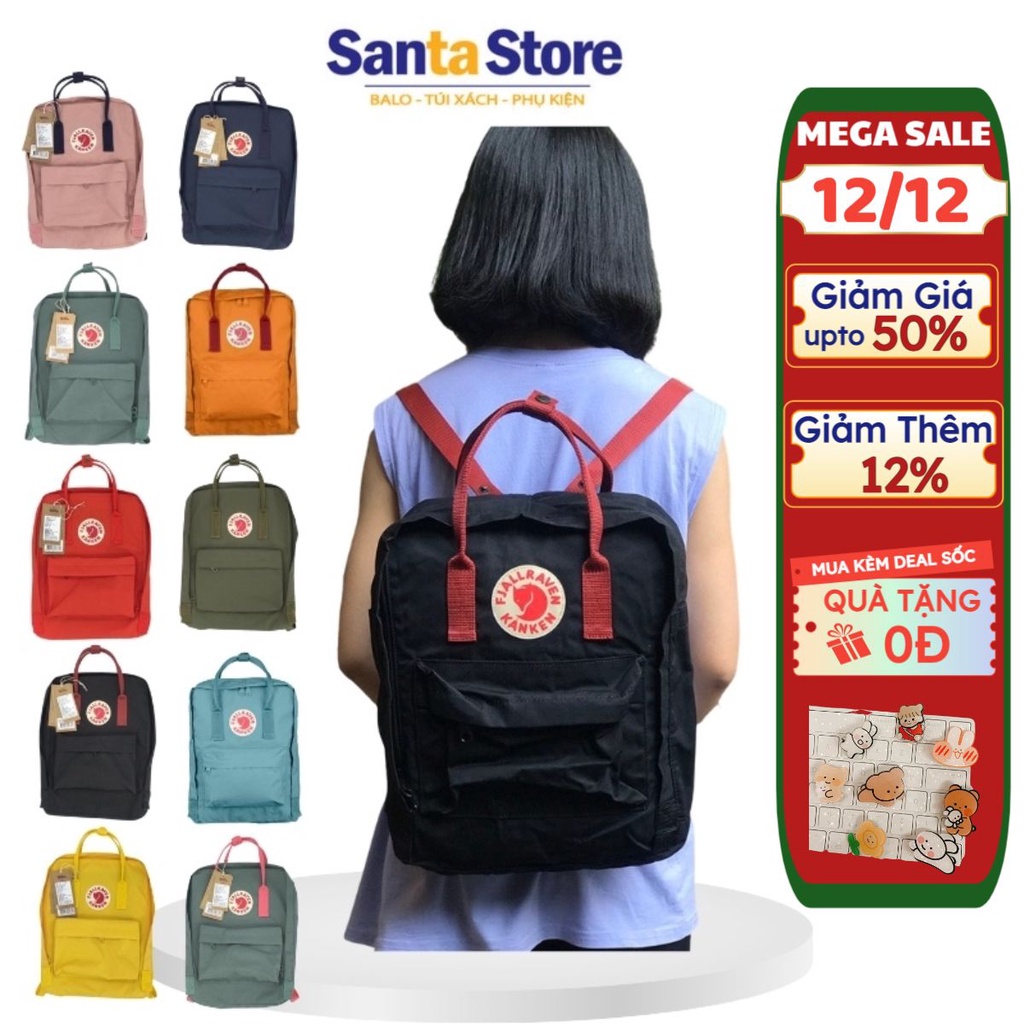 Balo Kanken thời trang nam nữ Ulzzang Hàn Quốc SANTA STORE đi học giá rẻ màu xinh đựng vừa Laptop vải chống nước cao cấp