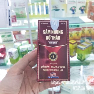 (60 viên) Sâm Nhung Bổ Thận HADIPHAR