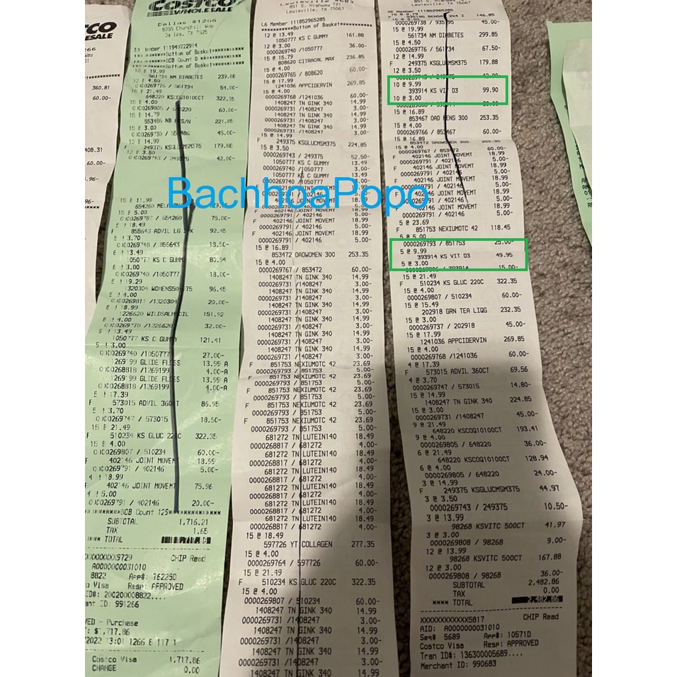 Vitamin D3 D 50mcg  Kirkland chai 600 viên date Mới