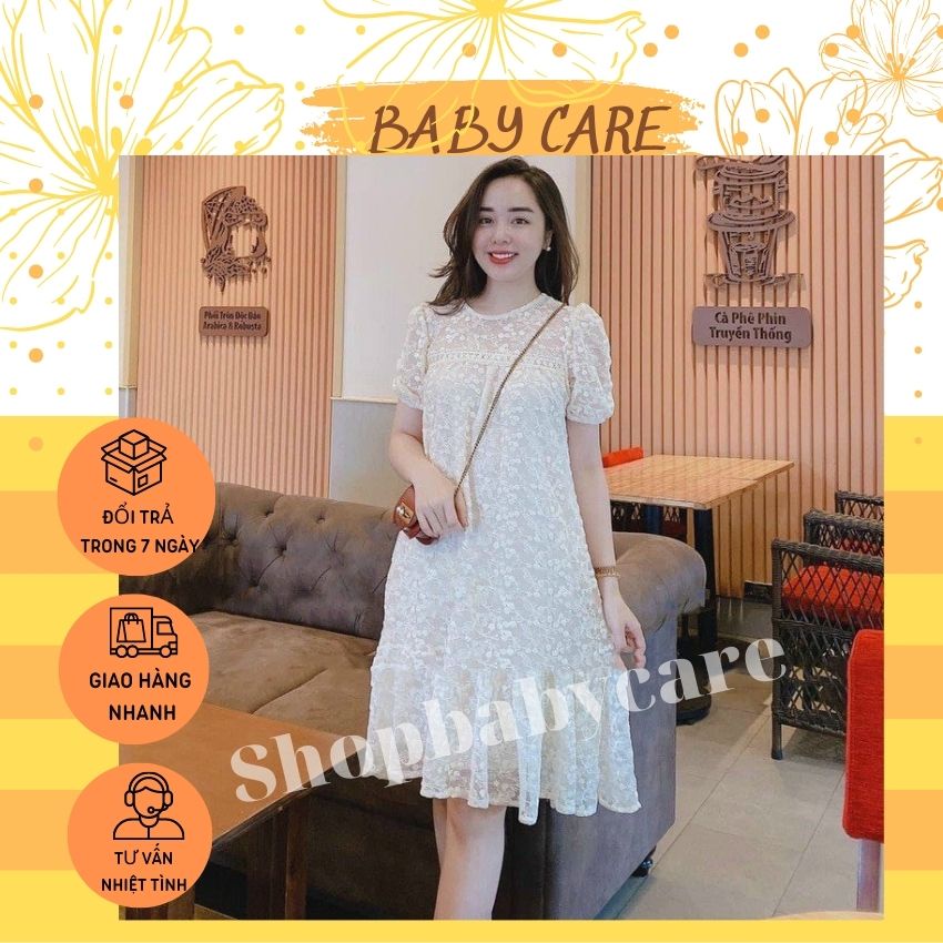 VÁY BẦU BABYDOLL TIỂU THƯ CHẤT REN HOA SAM ĐẸP - ĐẦM BẦU CÔNG SỞ - VÁY DỰ ĐÁM CƯỚI ĐẸP