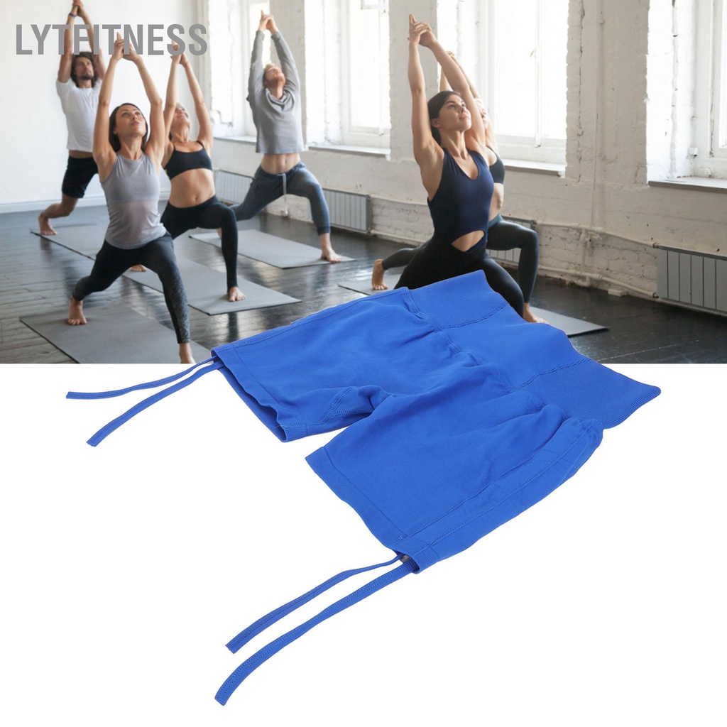 LYTFitness Phụ Nữ Tập Luyện Cao Cấp Nâng Hông Thấm Hút Mồ Hôi Ôm Vừa Co Giãn Quần Short Yoga Với Bên Dây Rút Màu Xanh