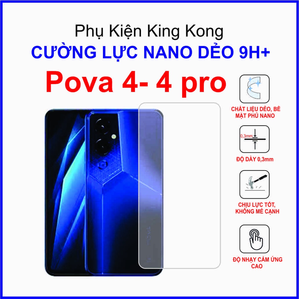 Dán cường lực Tecno pova 4 / 4 pro Dán cường lực nano dẻo 9H+