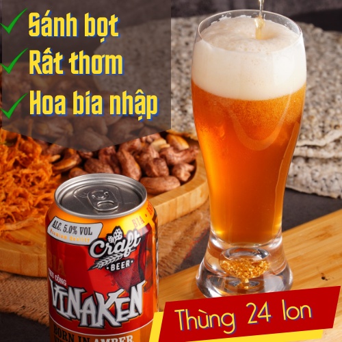 24lon Bia thủ công Vinaken - Thơm, êm với 2 loại hoa bia nhập khẩu.