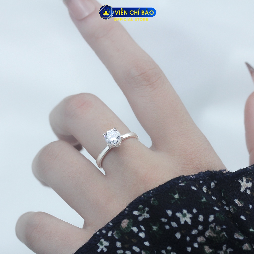 Nhẫn bạc nữ nụ hoa đá trắng chất liệu bạc 925 thời trang phụ kiện trang sức Viễn Chí Bảo N400850