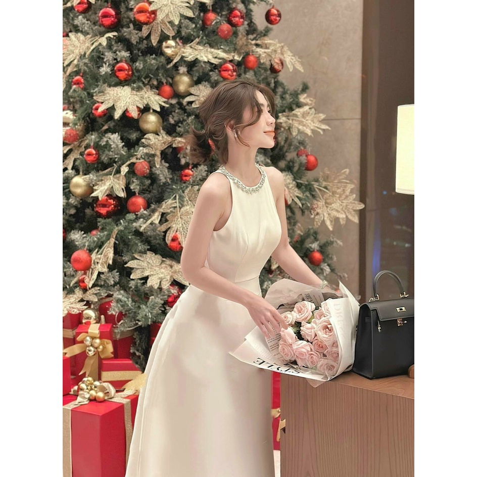 Đầm xòe cổ yếm phối kim sa Gu Fashion