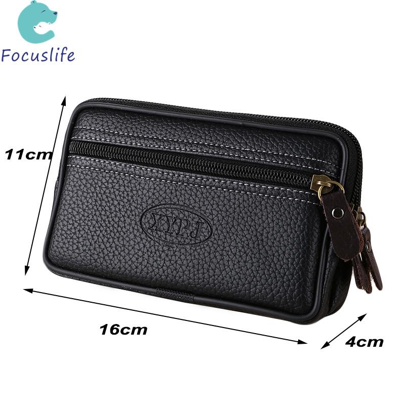 Túi Da Đeo Hông Đựng Điện Thoại Có Khóa Kéo Phong Cách Retro Cho Nam