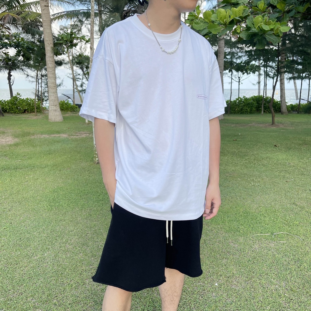 Áo Thun Wooyoungmi Tay Ngắn Cổ Tròn In Họa Tiết Hoa Tím Thời Trang Cho Nam Và Nữ