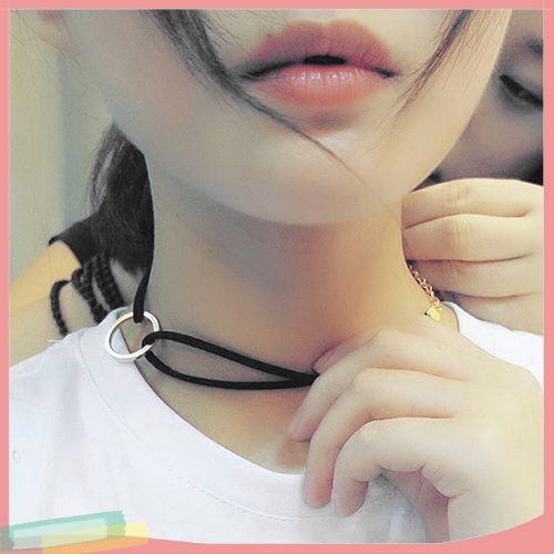Vòng Cổ Choker Giả Da Lộn Trang Trí Vòng Khuyên Thời Trang Cho Nữ