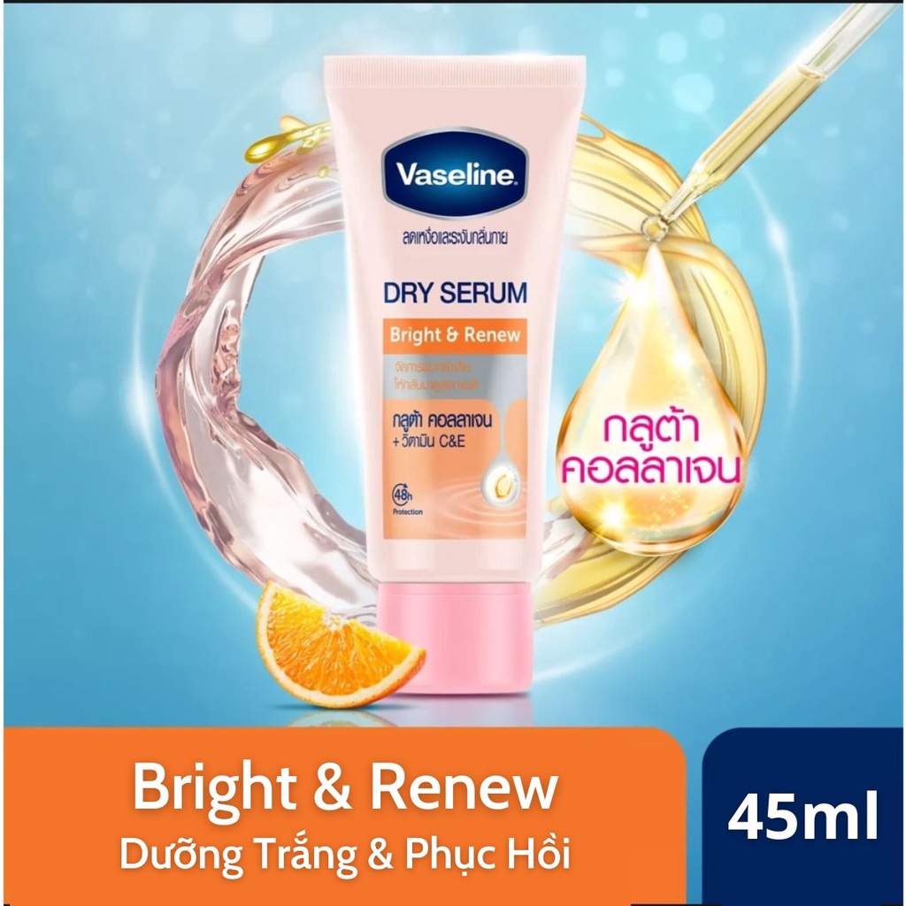 Serum Dưỡng Trắng Da & Khử Mùi Vùng Nách Vaseline 48h DRY SERUM Nội Địa Thái Lan 30-45 gram