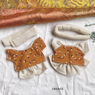 Outfit doll 15cm 20cm - áo dài "đũi cam"