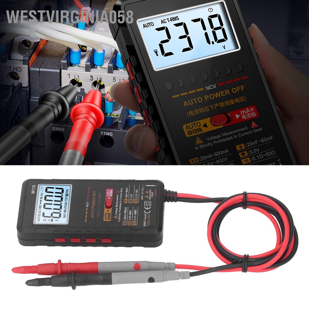 Handheld Digital Multimeter Automatic Range Non Contact Voltage Current Resistance Test Meter