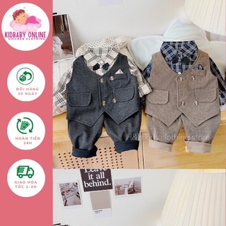 Bộ vest công tử diện lễ tết, bộ vest nhung cho bé trai 8-18kg- bộ công tử bé trai- vest bé trai k092 kidbabyonline
