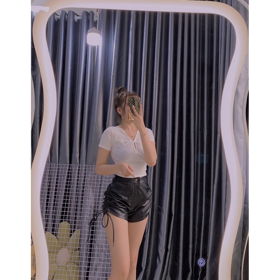 Áo nữ croptop xoắn chất thun gân co giản trơn cực sang cho cô nàng xinh đẹp oa