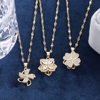 [LAVANDE] Vòng Cổ Thép Titan Nữ Phong Cách Mới Cối Xay Gió Nhỏ Xương Đòn Dây Xích Xoay Mang Lại May Mắn Vòng Cổ Vàng 18K Không Phai Màu Trang Sức Tinh Tế Nhẹ Trang Sức Sang Trọng F1V2
