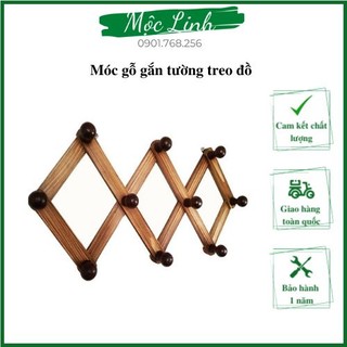 Móc Gỗ Treo Quần Áo, Móc Gỗ Gắn Tường Treo Quần Áo Mộc Linh 100% Gỗ Tự Nhiên