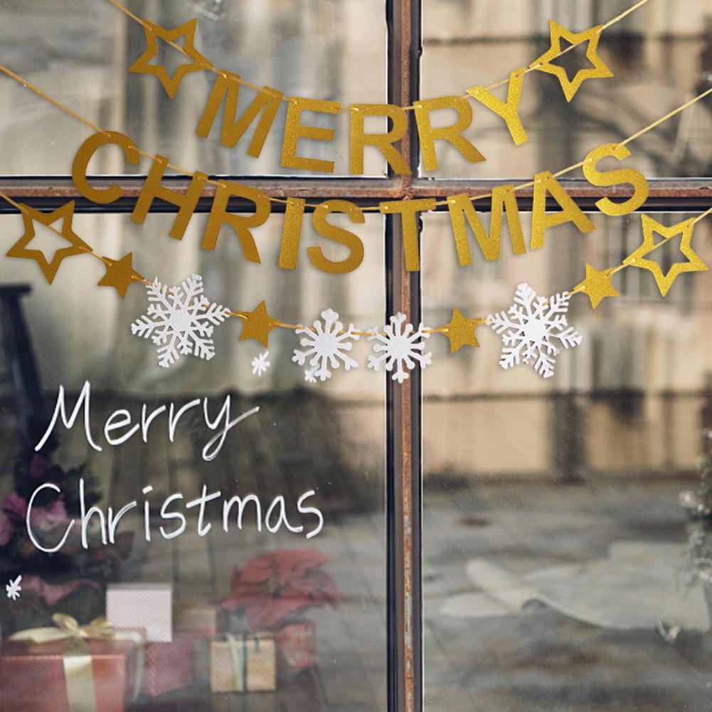 Dây chữ Merry Christmas bìa vàng phủ nhũ treo trang trí Giáng sinh Noel gồm 26 chi tiết