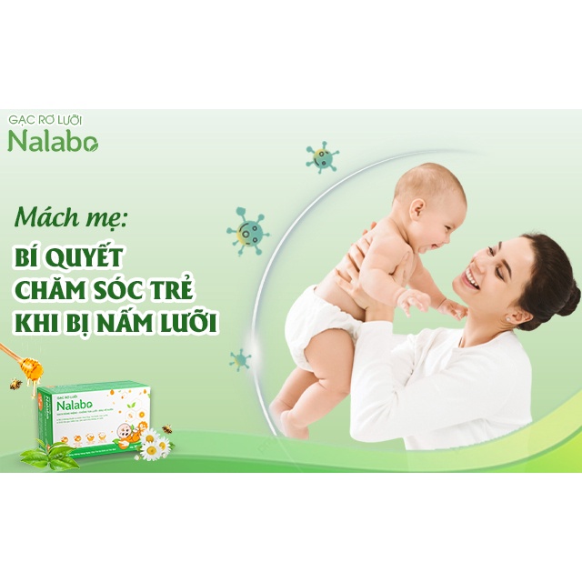 Gạc tưa lưỡi cho bé NALABO hôp 30 gói kháng khuẩn - Rơ lưỡi - Vệ sinh răng miệng cho bé - Chính hãng